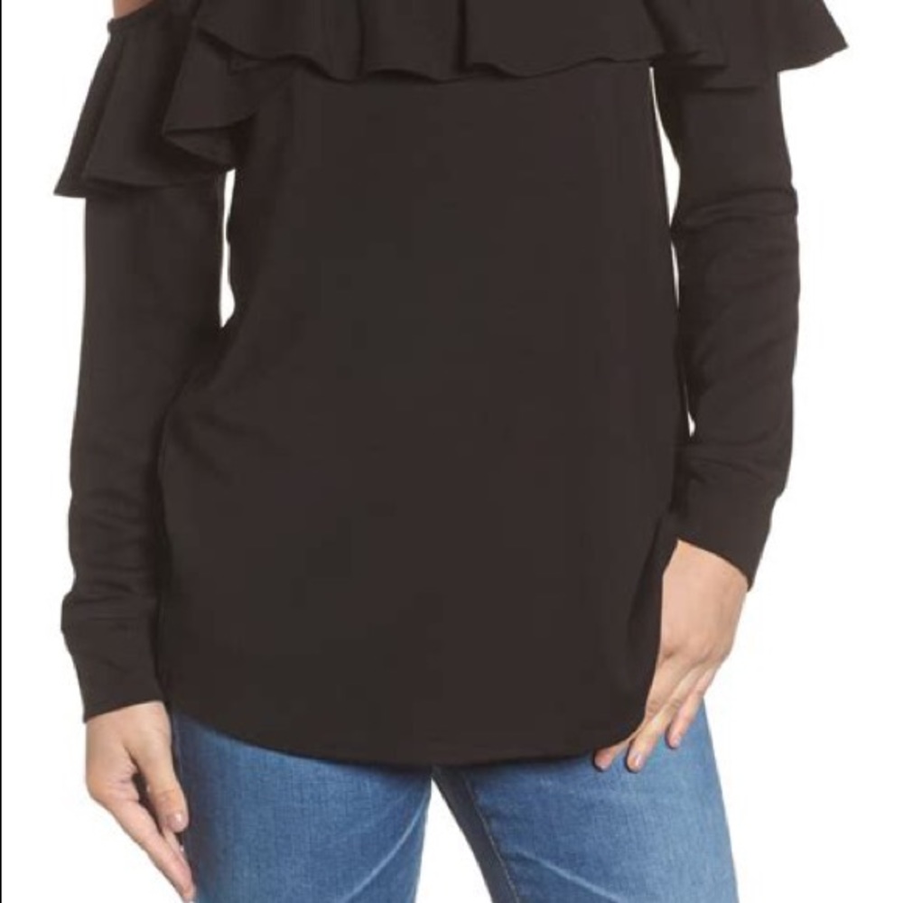 HALOGEN Cold Shoulder Ruffle Sweater - Picture 2 of 15